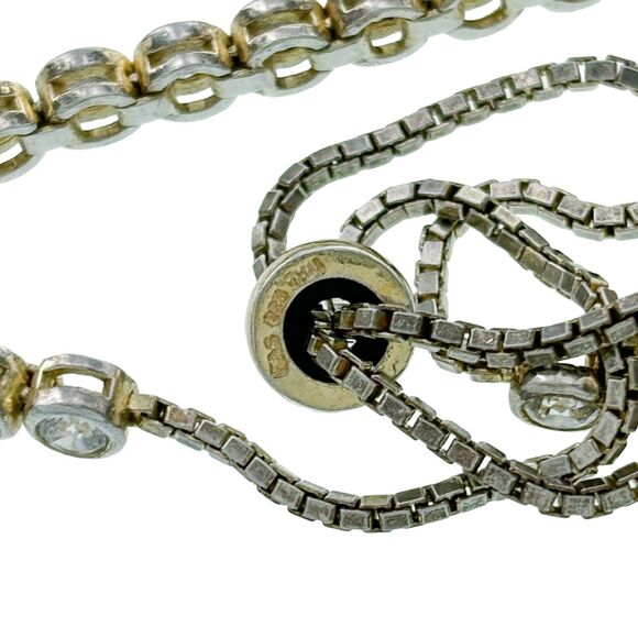 Gold Tone Cubic Zirconia Tennis Bracelet | Vintage Sterling Silver Adjustable - Picture 2 of 4